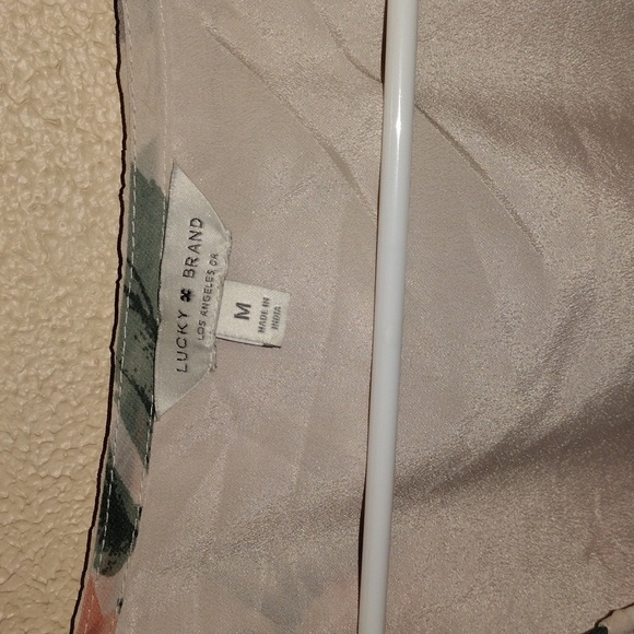 Lucky Brand Babydoll Textured Floral Feminine Short Sleeve Top M - Picture 5 of 7